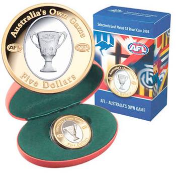 Download 2004 Australia AFL Australia's Own Game Five Dollars Coin Proof | KJC Bullion