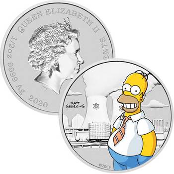 1/2 oz 2020 Homer Simpson Silver Coloured Coin | KJC Bullion