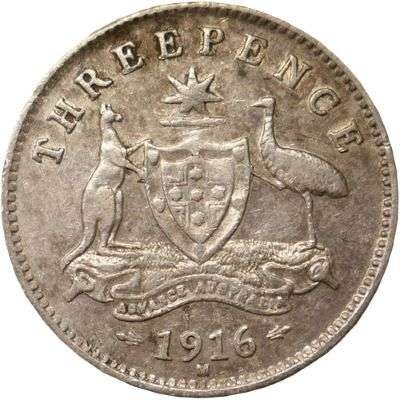 1916 M Australia King George V Threepence Silver Coin | KJC Bullion