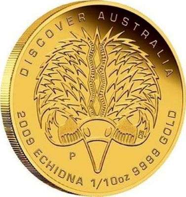 1/10 oz - 2009 Discover Australia Echidna Gold Bullion Coin - QEII - Proof Strike