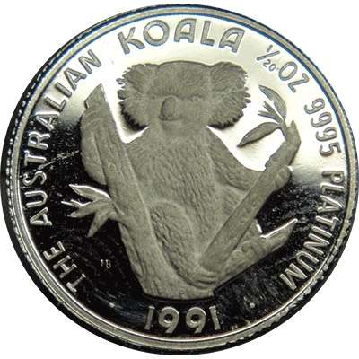1/20 oz 1991 Australian Koala Platinum Bullion Coin