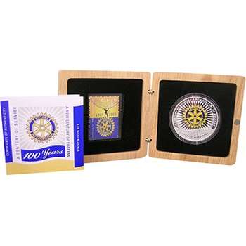 1 oz 1905 - 2005 100 Anniversary Rotary International  Stamp & Silver Coin Set