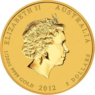 1/20 oz 2012 Australian Lunar Year of the Dragon Gold Bullion Coin