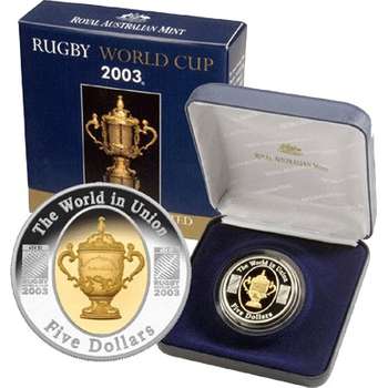 1 oz 2003 Australia Rugby World Cup Five Dollars Silver Coin