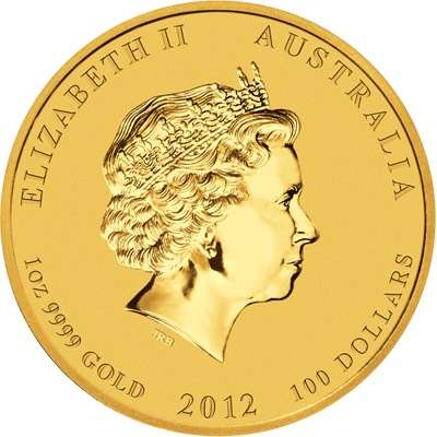 1 oz 2012 Australian Year of the Dragon Gold Bullion Coin - QEII - Series II