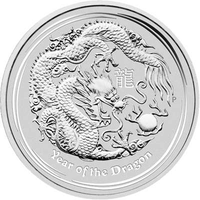 10 oz 2012 Australian Lunar Year of the Dragon Silver Bullion Coin - QEII