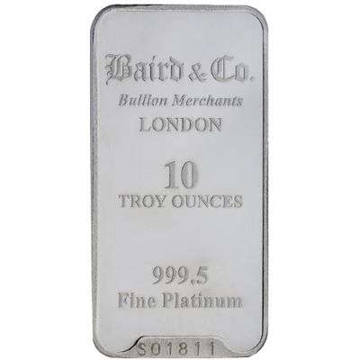 10 oz Baird & Co Platinum Bullion Minted Bar