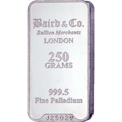 250 g Baird & Co Minted Palladium Bullion Bar
