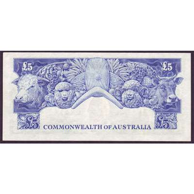 1954 Australia R. 49 Five Pounds Queen Elizabeth II Coombs/ Wilson Australian Predecimal Banknote