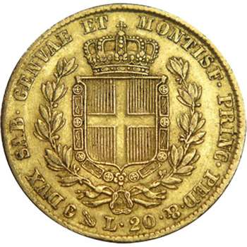 1849 P Italy Carlo Alberto 20 Lire Gold Coin