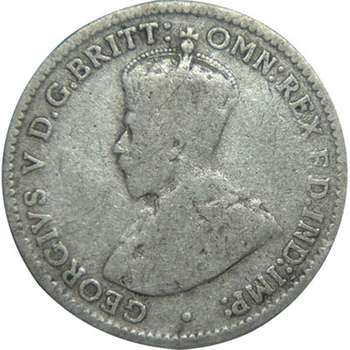 1915 Australia King George V Threepence Silver Coin