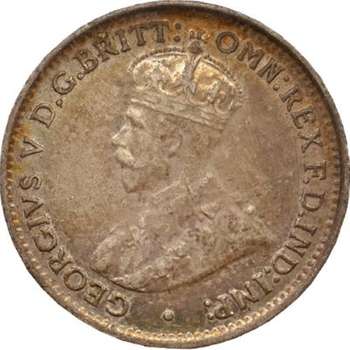 1925 Australia King George V Threepence Silver Coin