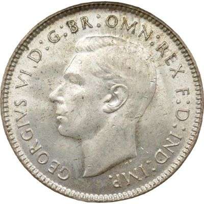 1942 D Australia King George VI Sixpence Silver Coin