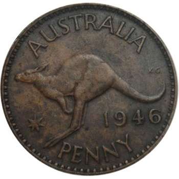 1946 Australia King George VI Penny Copper Coin