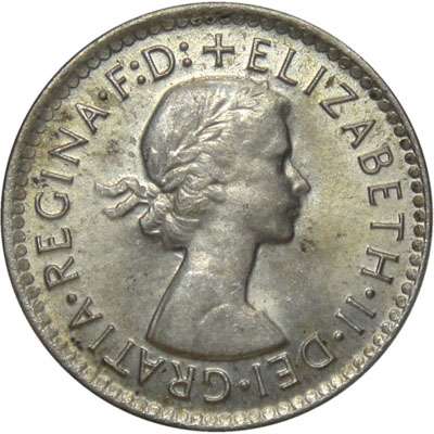 1958 Australia Queen Elizabeth II Threepence Silver Coin