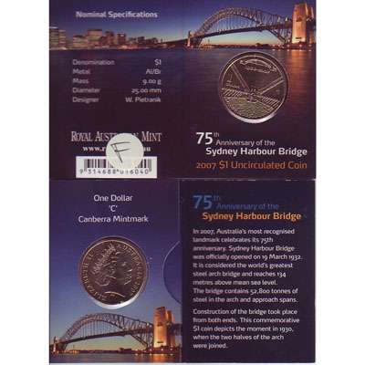 2007 C Australia Sydney Harbour Bridge One Dollar Uncirculated