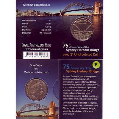 2007 M Australia Sydney Harbour Bridge One Dollar Uncirculated