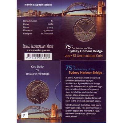 2007 B Australia Sydney Harbour Bridge One Dollar Uncirculated