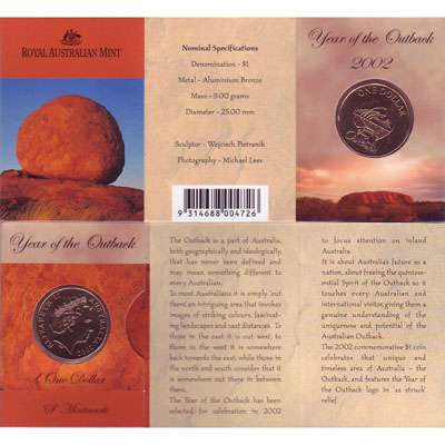 2002 S Australia Year of the Outback One Dollar Coin