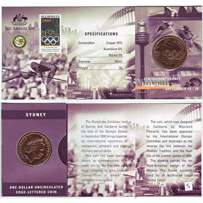 2000 S Australia Olymphilex 2000 One Dollar Uncirculated