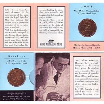 1998 Australia B Lord Howard Florey Centenary One Dollar Uncirculated