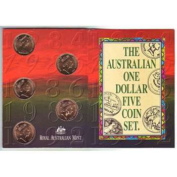 Australia 1984-1992 Australian Once Dollar Five Coin Set CB698 
