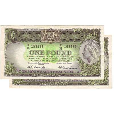 1953-1961 Australia Hand Picked Better Quality Queen Elizabeth II Last One Pound Australian Predecimal Banknote