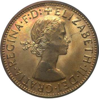 1963 Y. Australia Queen Elizabeth II Penny Copper Proof Coin