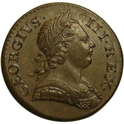 1771 Great Britain King George III Halfpenny Copper Coin