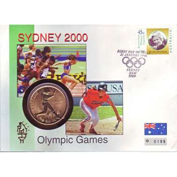 2000 Australia Sydney Olympic First Day Stamp Cover Five Dollar Softball Uncirculated