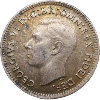 1949 Australia King George VI Threepence Silver Coin