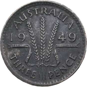 1949 Australia King George VI Threepence Silver Coin