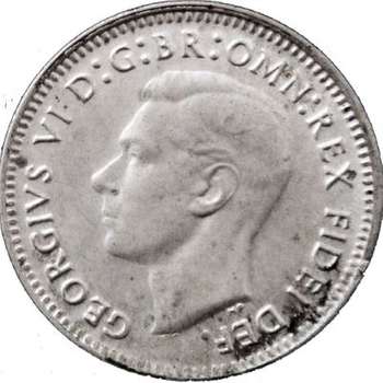 1951 Australia King George VI Threepence Silver Coin