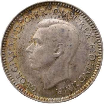 1939 Australia King George VI Threepence Silver Coin