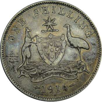 1916 M Australia King George V Shilling Silver Coin