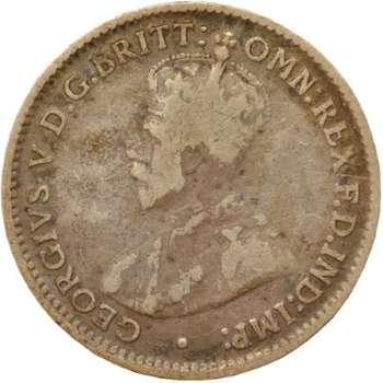 1921 Australia King George V Threepence Silver Coin