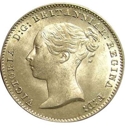 1845 Great Britain Victoria Threepence Silver Coin