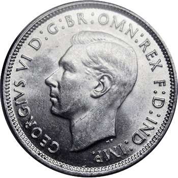 1942 Australia S King George VI Florin Silver Coin