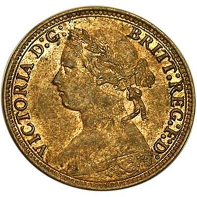 1879 Great Britain Queen Victoria Farthing Bronze Coin