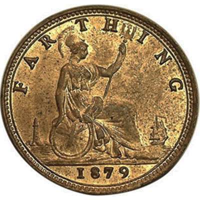 1879 Great Britain Queen Victoria Farthing Bronze Coin