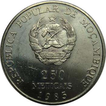 1985 Mozambique 250 Meticais Copper-Nickel Coin
