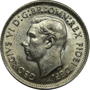 1952 Australia King George VI Shilling Silver Coin