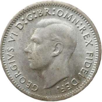 1952 Australia King George VI Threepence Silver Coins
