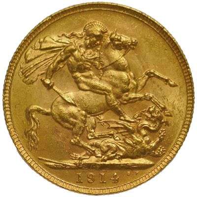 1914 P Australia King George V St George Sovereign Gold Coin
