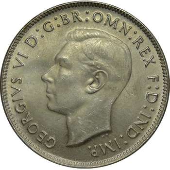 1944 Australia King George VI Florin Silver Coin