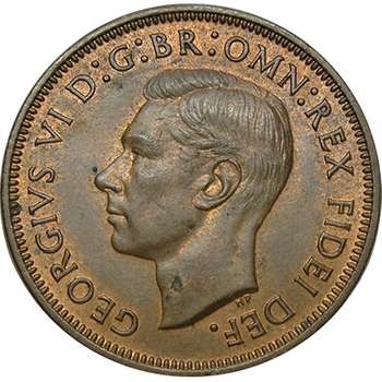 1951 PL Australia King George VI Half Penny Copper Coin
