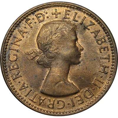1959 Australia Queen Elizabeth II Half Penny Copper Coin