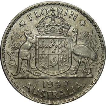 1947 Australia King George VI Florin Silver Coin