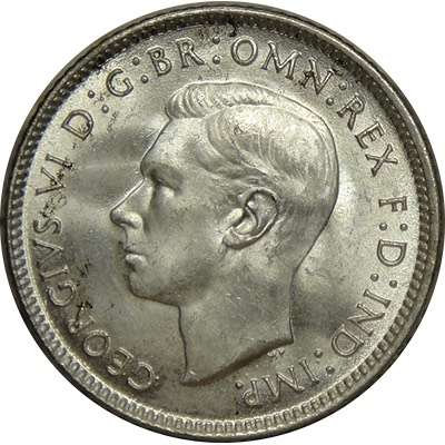 1943 D Australia Sixpence King George VI Silver Coin