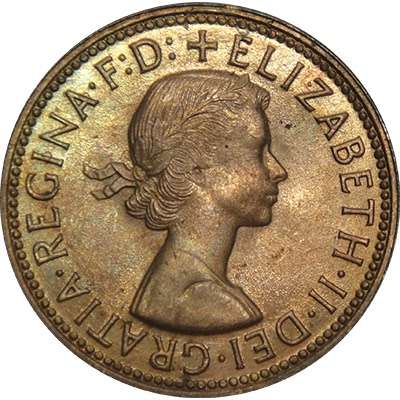 1964 Y. Australia Queen Elizabeth II Half Penny Copper Coin